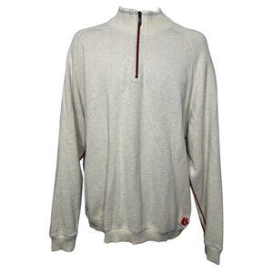 Tommy Bahama Men's Large Red Sox 1/4 Zip Cream Pullover‎ Sweater Knit MLB Cotton